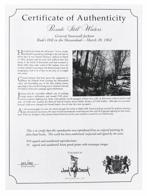 Framed Winter Woodland Stream Print with Certificate of Authenticity - certificate