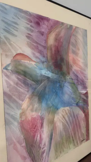 Abstract Floral Watercolour Signed Valen, Signed, Framed - detail