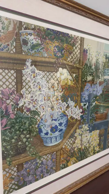 John Powell Conservatory Florals, Signed 194/300, Numbered Edition, Framed - detail