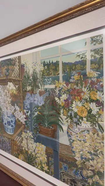 John Powell Conservatory Florals, Signed 194/300, Numbered Edition, Framed - detail