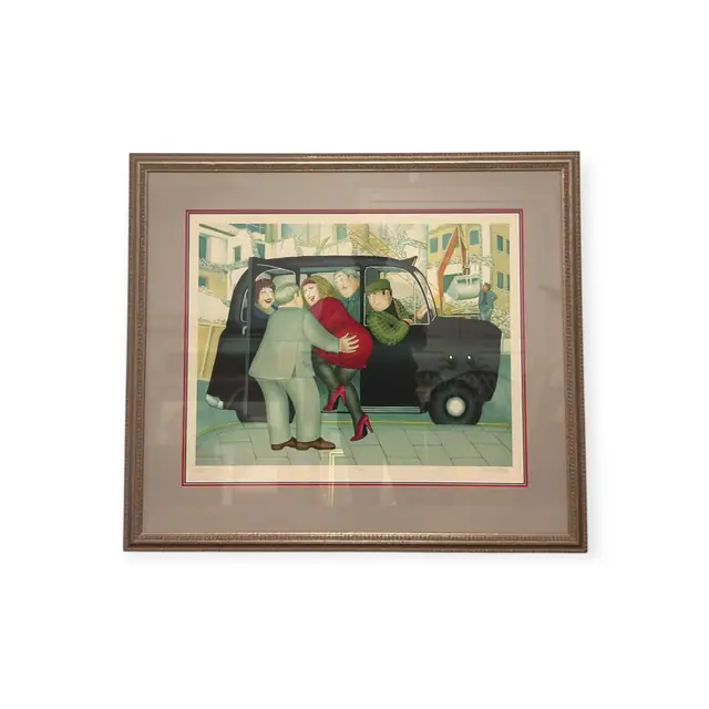 Beryl Cook 'Taxi' Signed Limited Edition Print, Numbered Edition, Framed - full view