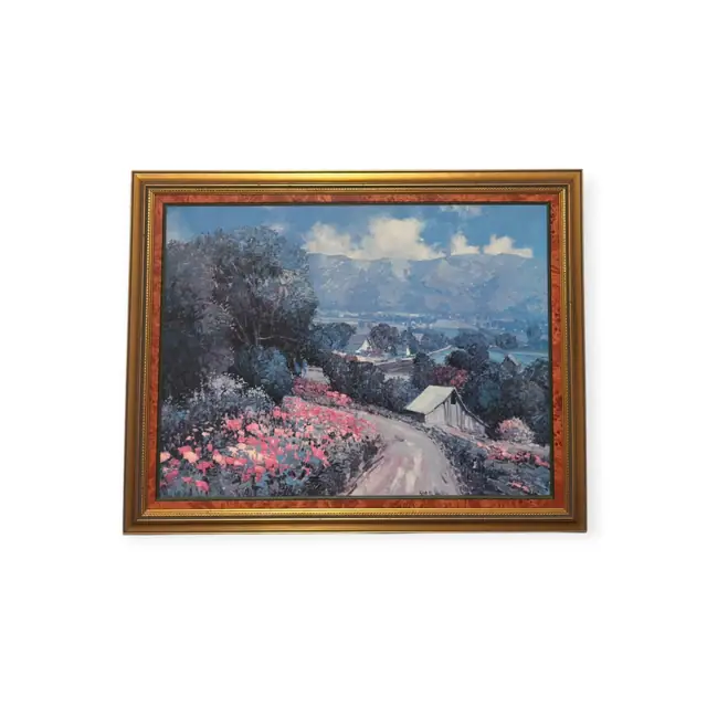 Kent R. Wallis Blossoming Mountain Valley Oil, Signed, Framed - full view