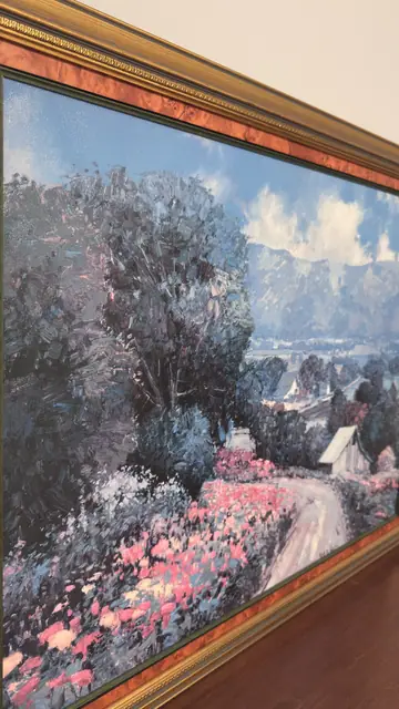 Kent R. Wallis Blossoming Mountain Valley Oil, Signed, Framed - detail