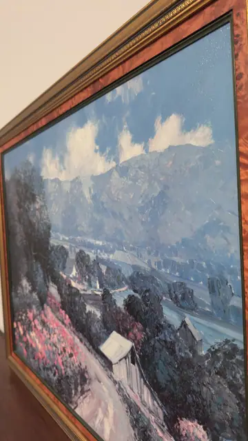 Kent R. Wallis Blossoming Mountain Valley Oil, Signed, Framed - detail
