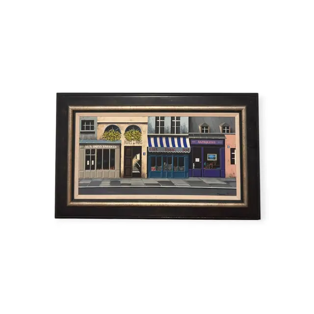 Parisian Shopfronts Painting Signed Thomas 1979, Signed, Framed, 1979 - full view