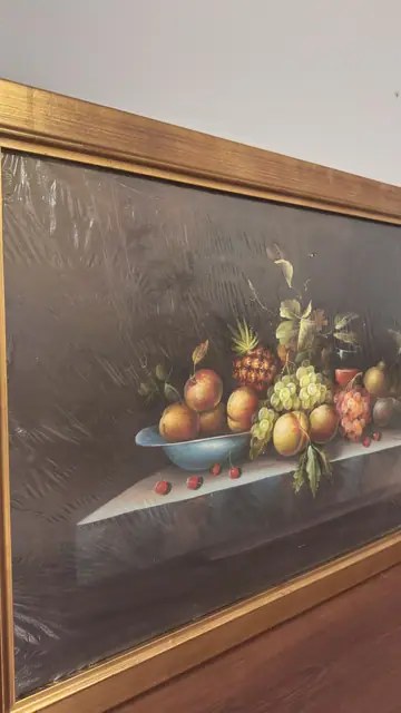 Old Master Style Still Life with Pineapple, J. Mattison, Signed, Framed - detail
