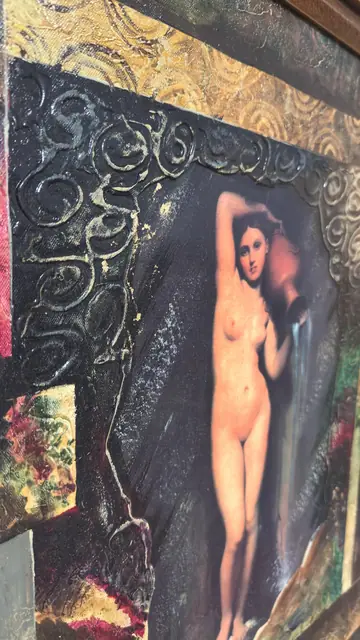 Classical Nude Collaged in Gilded Relief Panel, Framed - detail