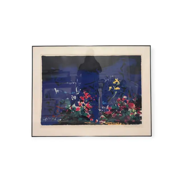Night Garden in Blue, Signed and Numbered 16/50, Numbered Edition, Framed - full view