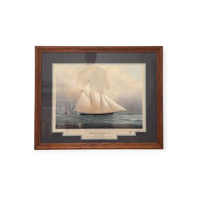 Yachts of the America's Cup: The Schooner, Thompson, Signed in the Plate, Framed - full view
