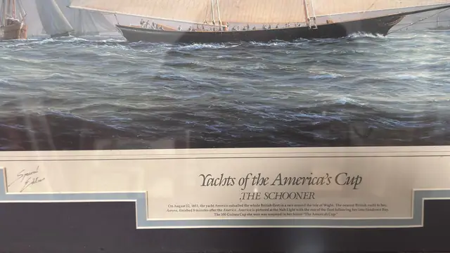 Yachts of the America's Cup: The Schooner, Thompson, Signed in the Plate, Framed - certificate