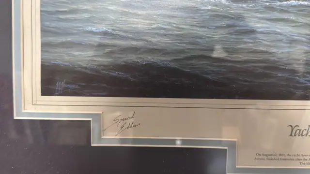 Yachts of the America's Cup: The Schooner, Thompson, Signed in the Plate, Framed - signature