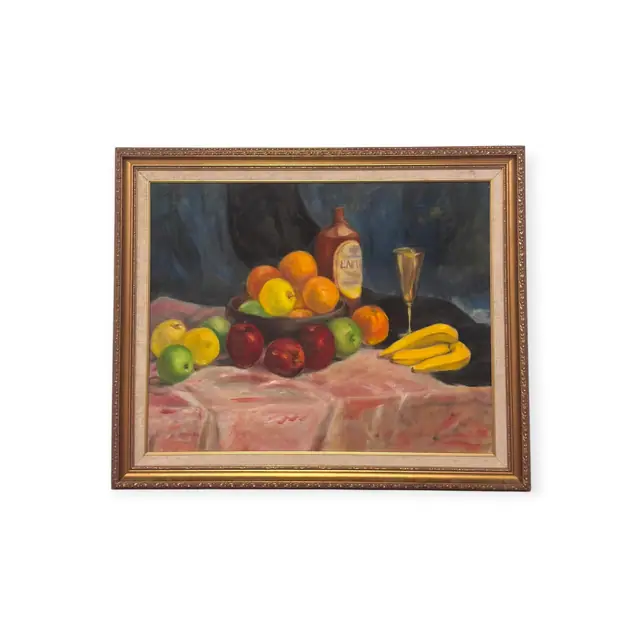 Still Life with Fruit Bowl, Bottle and Bananas, Framed - full view