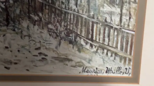 Montmartre Winter Street Scene after Utrillo, Maurice Utrillo, V., Signed, Framed - signature