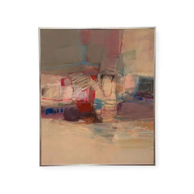Abstract Landscape in Rose and Grey, Salkind, Signed, Framed - full view
