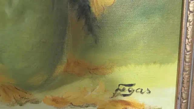Yellow Poppies in a Green Vase, Egas, Signed, Framed - signature