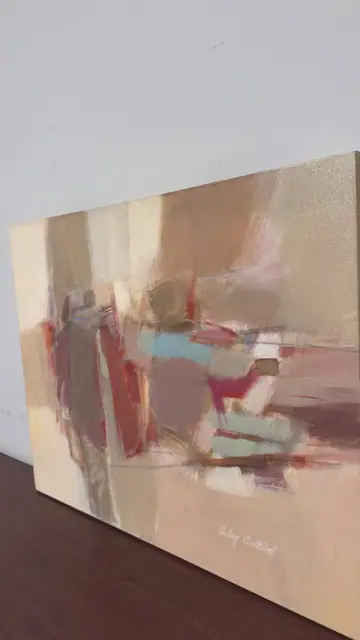 Abstract Composition in Sand and Crimson, Signed, Unframed - detail