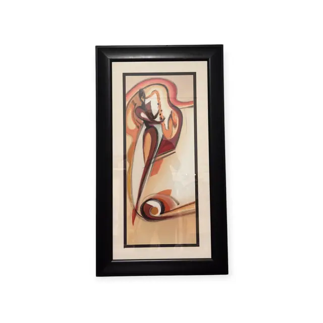 Stylised Reclining Figure in Terracotta, Framed - full view