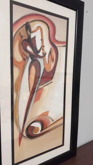 Stylised Reclining Figure in Terracotta, Framed - detail
