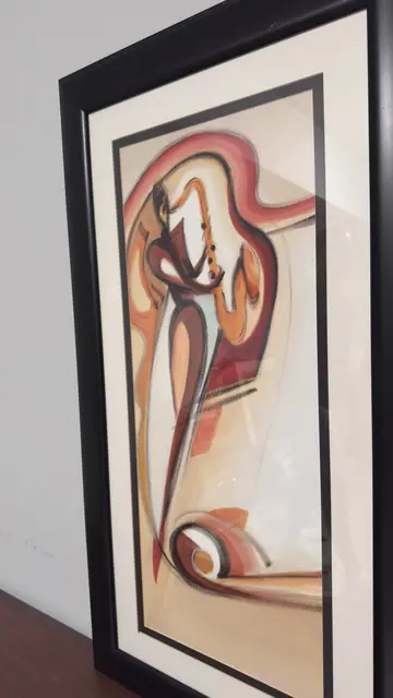 Stylised Reclining Figure in Terracotta, Framed - detail