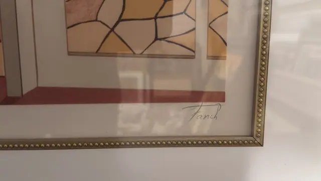 Fanch, Garden Terrace Through Open Windows, Numbered Edition, Framed - signature