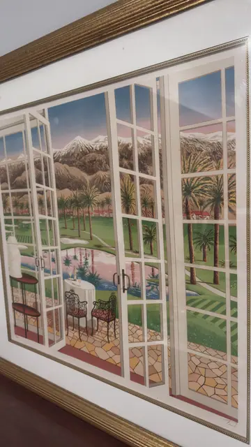 Fanch, Garden Terrace Through Open Windows, Numbered Edition, Framed - detail
