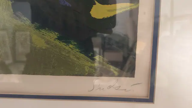 Simbari, Boy on Bicycle, Signed Lithograph, Numbered Edition, Framed - signature