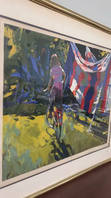 Simbari, Boy on Bicycle, Signed Lithograph, Numbered Edition, Framed - detail