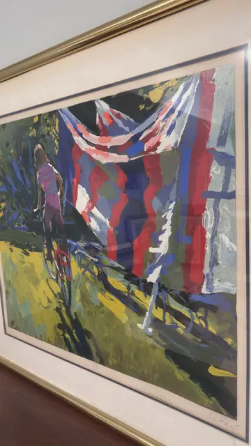Simbari, Boy on Bicycle, Signed Lithograph, Numbered Edition, Framed - detail