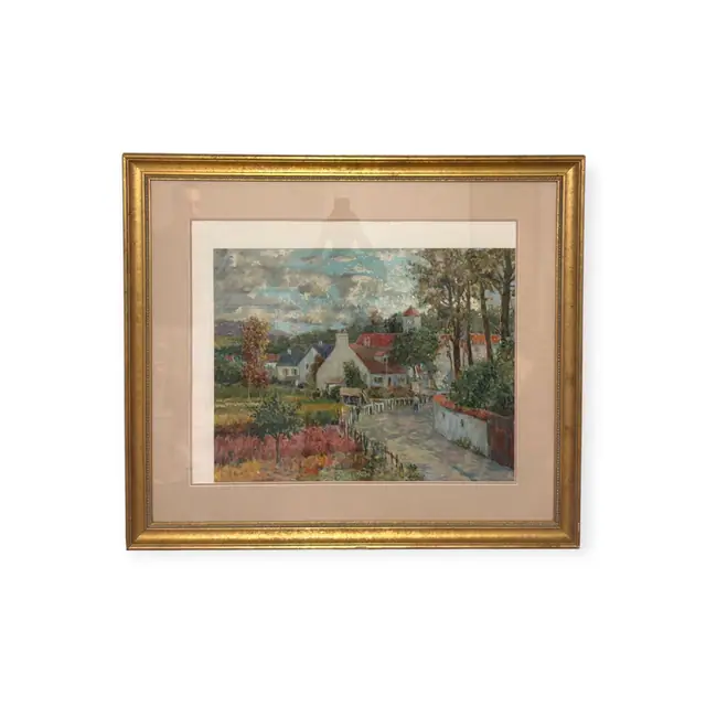 Brittany Village Lane, Signed Serigraph Artist's Proof, Christian Title, Signed in the Plate, Framed - full view
