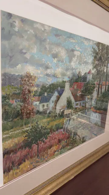 Brittany Village Lane, Signed Serigraph Artist's Proof, Christian Title, Signed in the Plate, Framed - detail