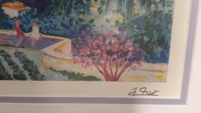 Picot, Two Femmes au Jardin a Theoule, Picot, Jean-claude, Signed in the Plate, Framed, 2000 - signature