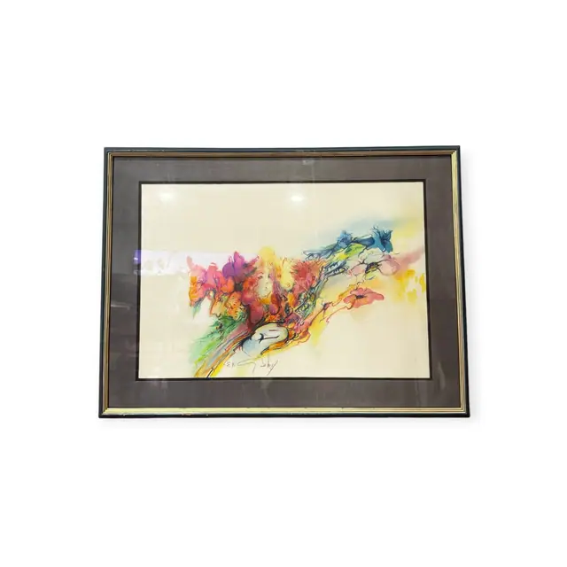 Artist's Proof Floral Fantasy with Hidden Faces, Signed in the Plate, Framed - full view