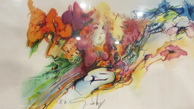 Artist's Proof Floral Fantasy with Hidden Faces, Signed in the Plate, Framed - signature