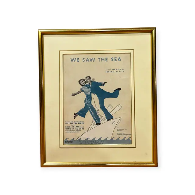 'We Saw the Sea' Follow the Fleet Sheet Music, Signed, Framed, 1936 - full view