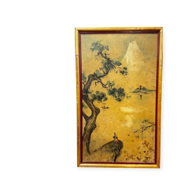 Japanese Gold Ground Painting of Mount Fuji, Signed, Framed - full view