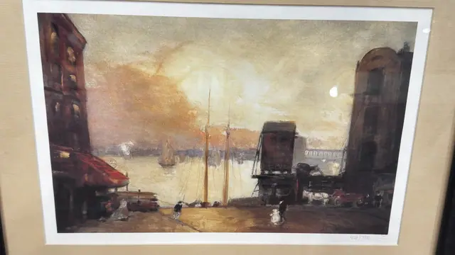 Cumulus Clouds East River, Henri Robert Giclee, Numbered Edition, Framed, 2002 - signature
