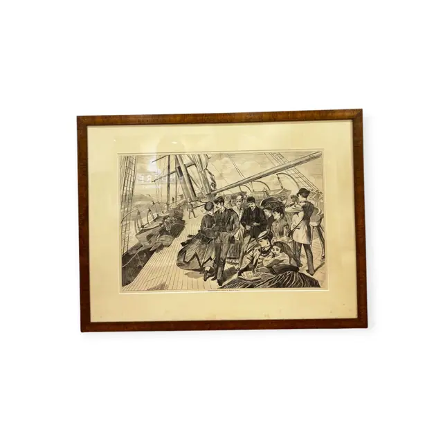 Winslow Homer Homeward-Bound Wood Engraving, Signed, Framed - full view