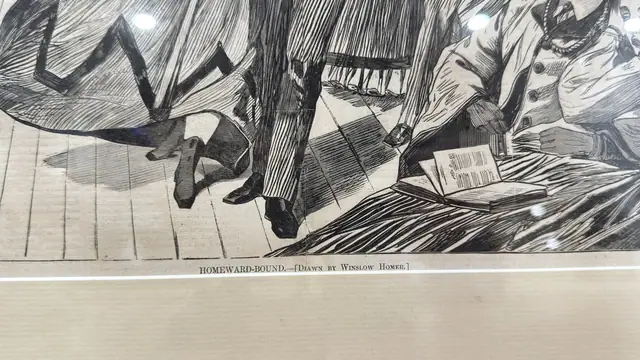 Winslow Homer Homeward-Bound Wood Engraving, Signed, Framed - signature