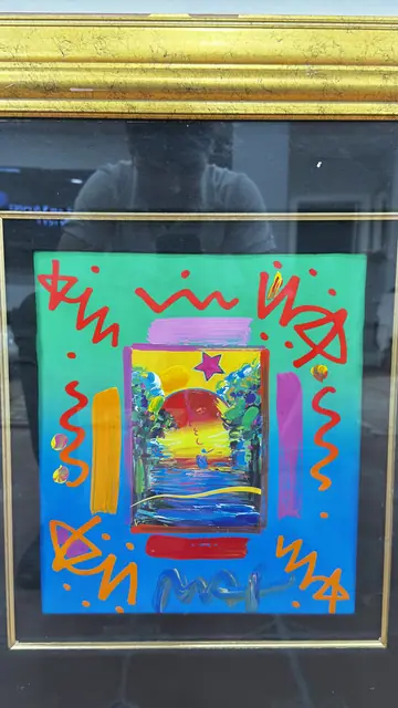 Peter Max Better World Collage, Painted Mixed Media, MAX, PETER, Signed, Framed, 2002 - signature
