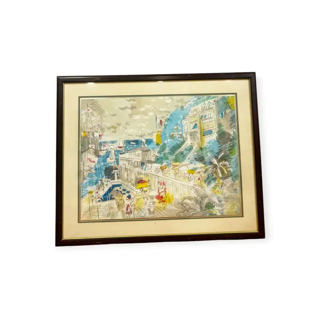 Corbelle Cap d'Antipe Colour Lithograph, Signed, Numbered Edition, Framed - full view