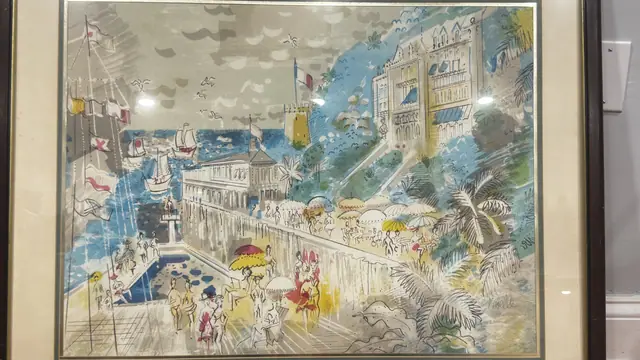 Corbelle Cap d'Antipe Colour Lithograph, Signed, Numbered Edition, Framed - detail