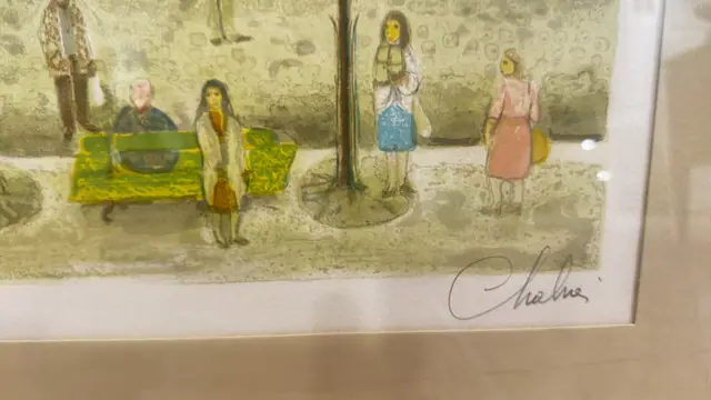 Naive Paris Street Scene, Signed Colour Lithograph, Numbered Edition, Framed - signature