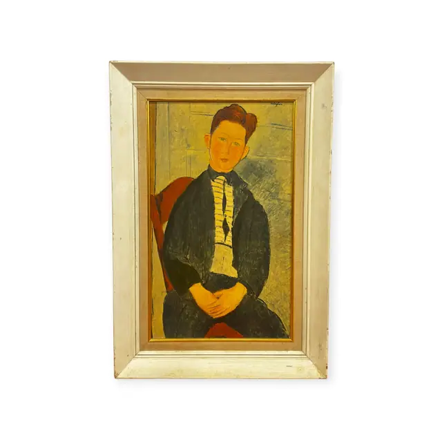 Portrait of a Seated Young Man after Modigliani, Signed, Framed - full view