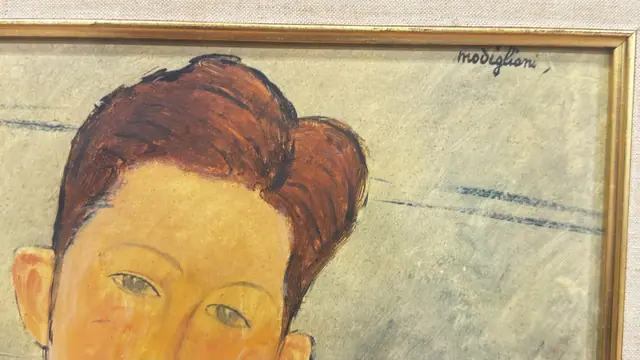 Portrait of a Seated Young Man after Modigliani, Signed, Framed - detail