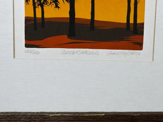 'Sunset Shadows' Signed and Numbered Serigraph, Wide Mat, Wood Frame - signature