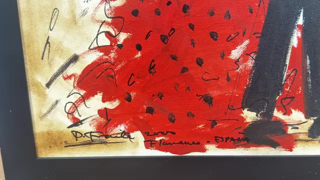 Flamenco Dancers, Espana, Signed, Framed - detail