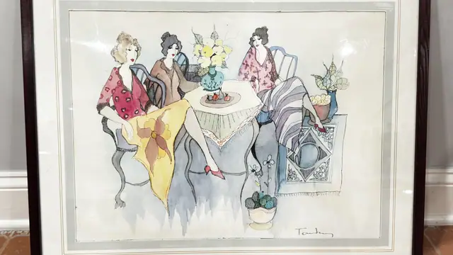 Blissful Moments, Itzchak Tarkay Serigraph, Signed in the Plate, Framed, 2007 - detail