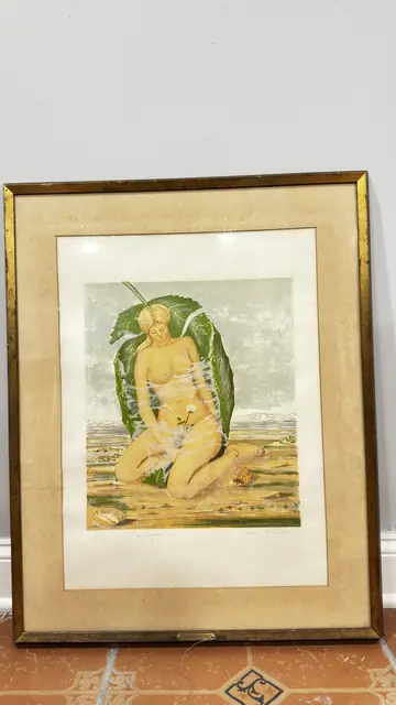 Gerard Bachelet La Chrysalide Lithograph Nude, Numbered Edition, Framed - detail