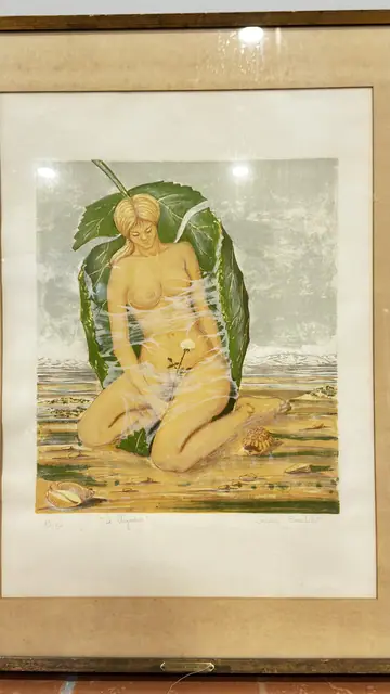 Gerard Bachelet La Chrysalide Lithograph Nude, Numbered Edition, Framed - detail