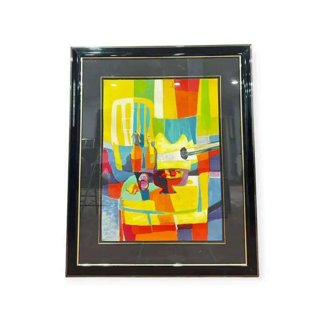 Marcel Mouly Guitare Jaune Colour Lithograph, Mouly, Marcel, Signed in the Plate, Framed, 1991 - full view